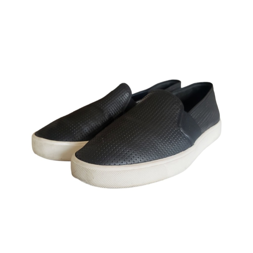 Vince Blair Perforated Black Leather Sneakers Slip On Women's Size 7 M